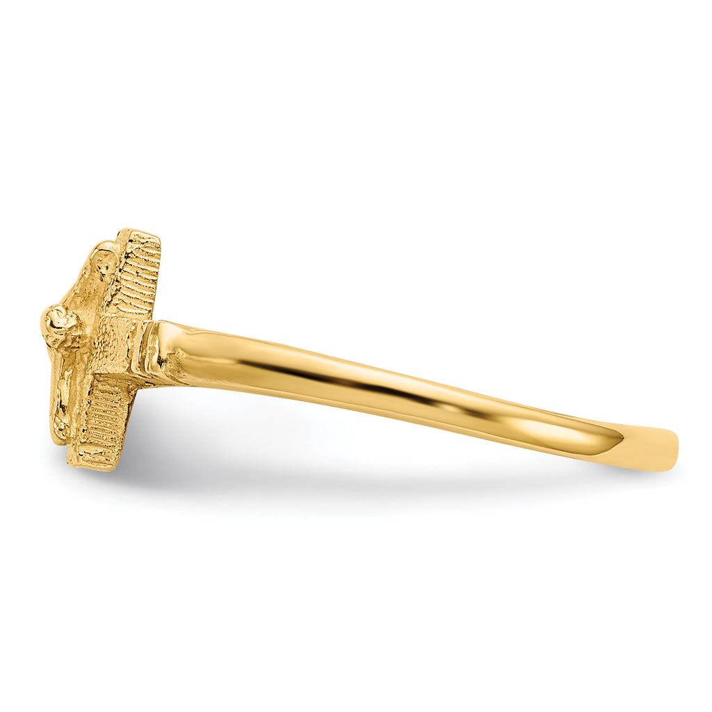 Crucifix Ring in 10K Yellow Gold, Satin, Size 3.5 - Sophia Jewelers