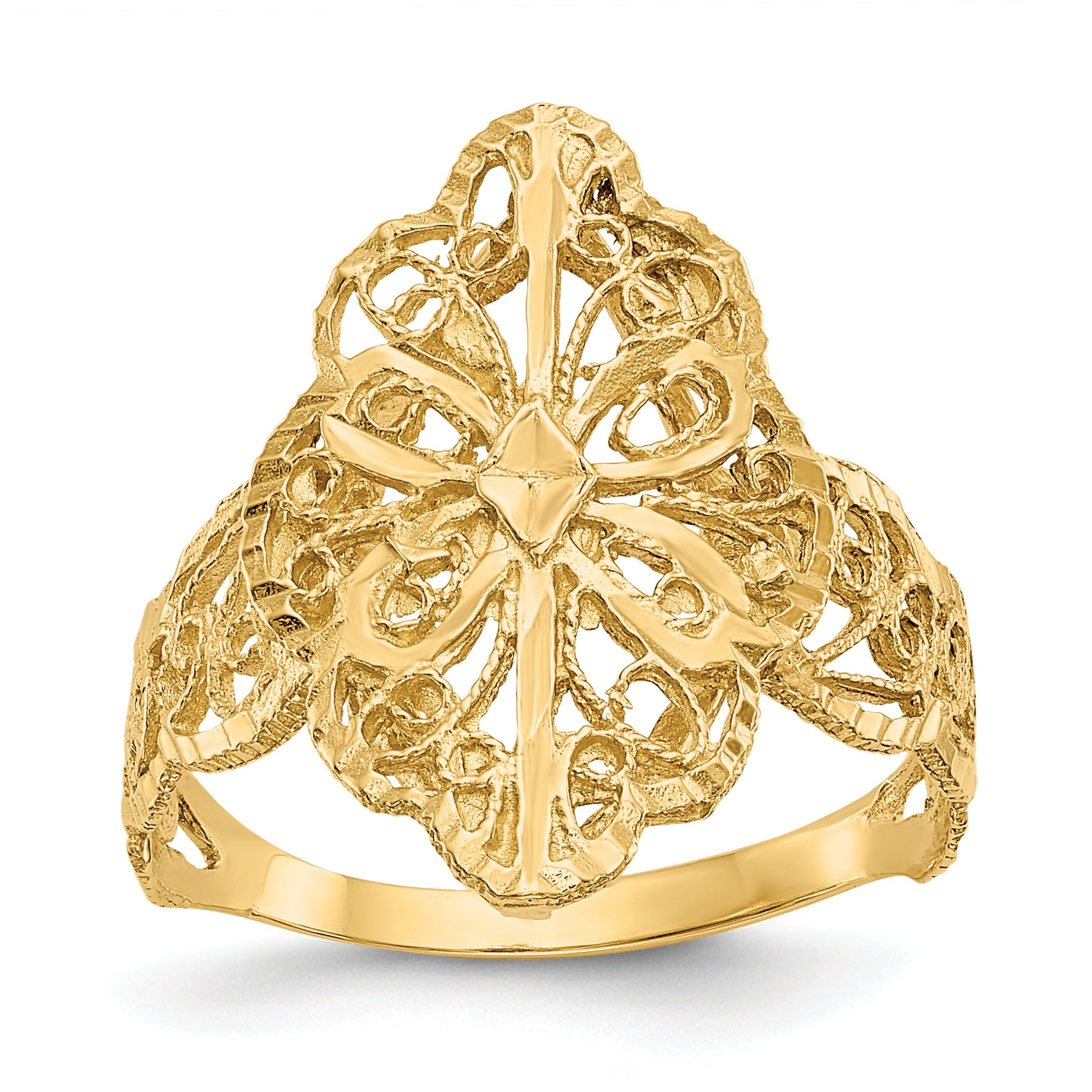 10K Diamond Cut Filigree Ring Main image