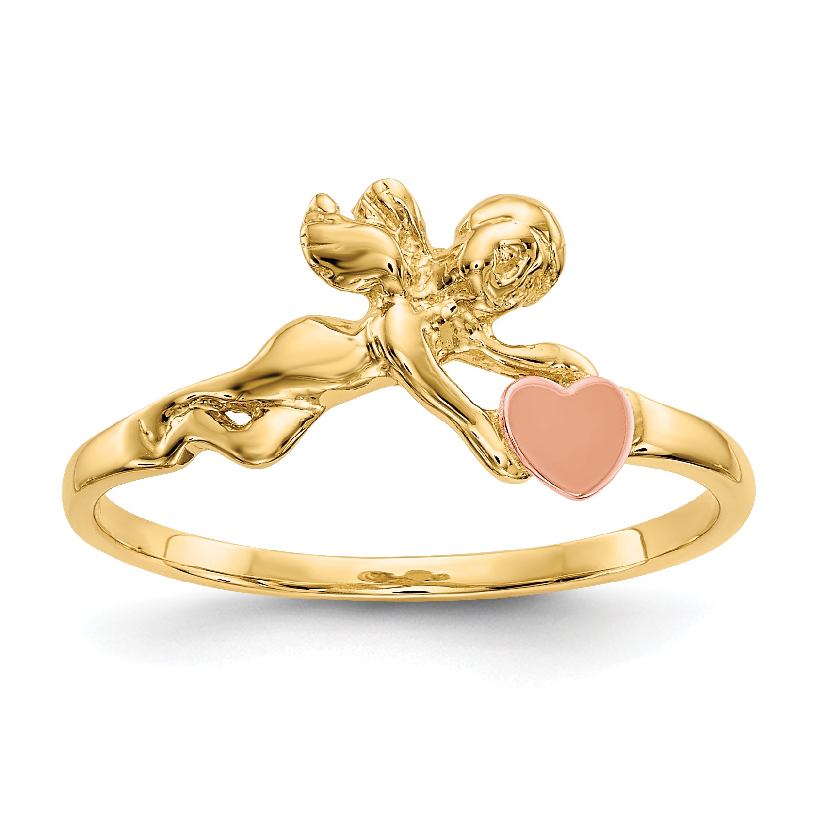 10K White Gold Polished Hearts Ring