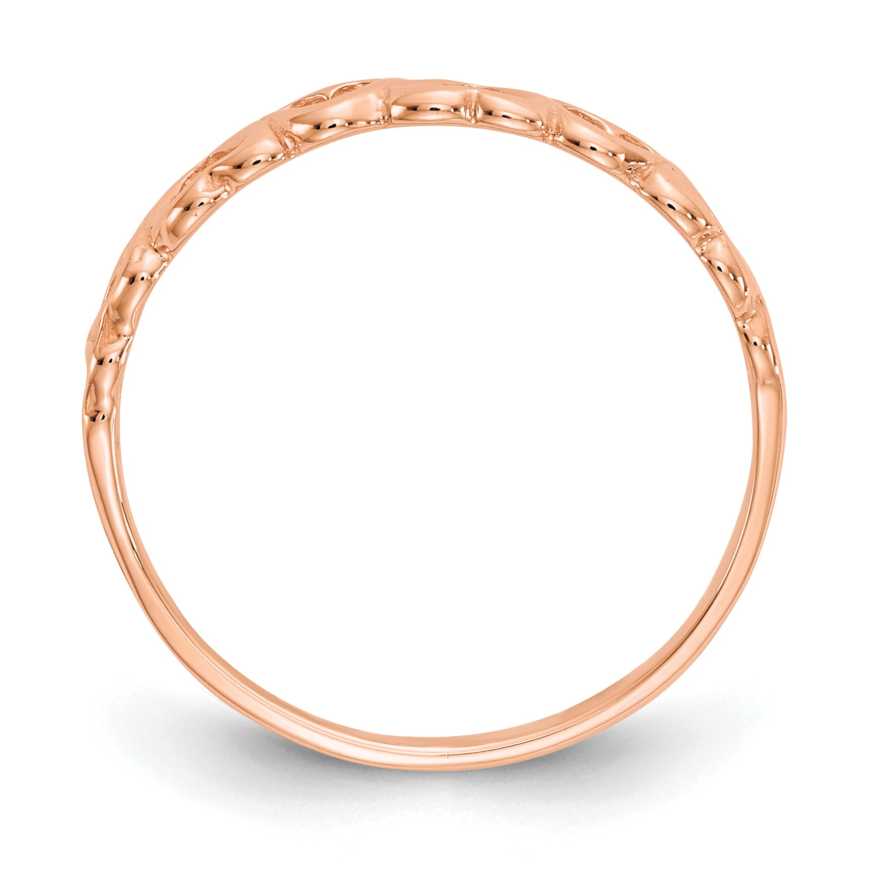 10K Rose Gold Polished Hearts Ring