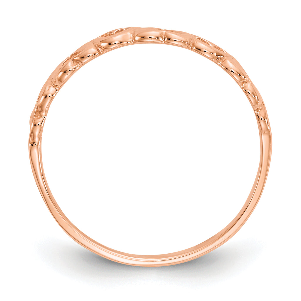 10K Rose Gold Polished Hearts Ring