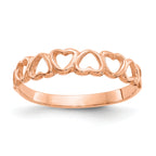 10K Rose Gold Polished Hearts Ring