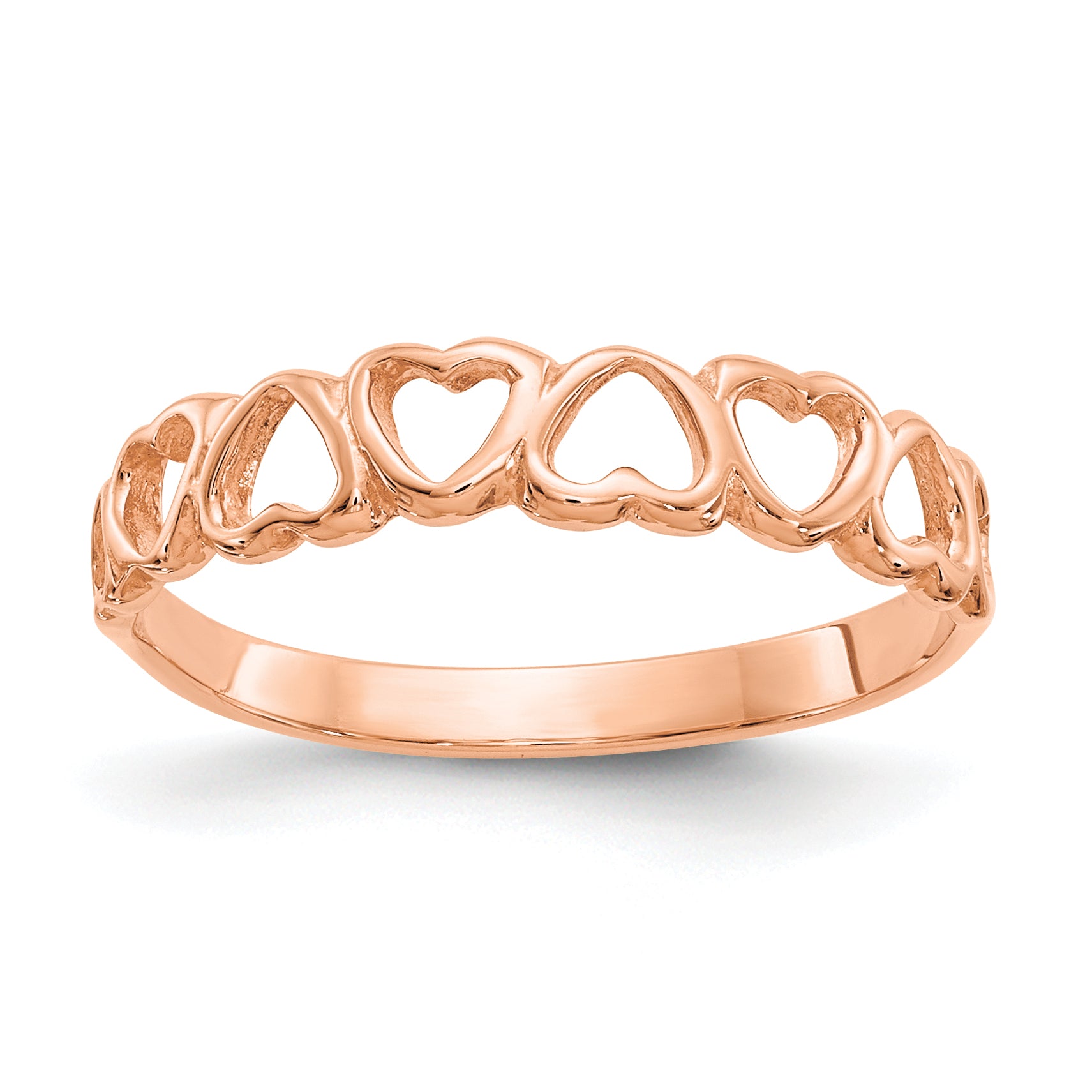 10K Rose Gold Polished Hearts Ring
