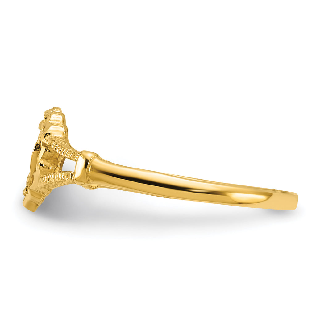 10K Two-tone Diamond Cut Praying Hands Cross Ring