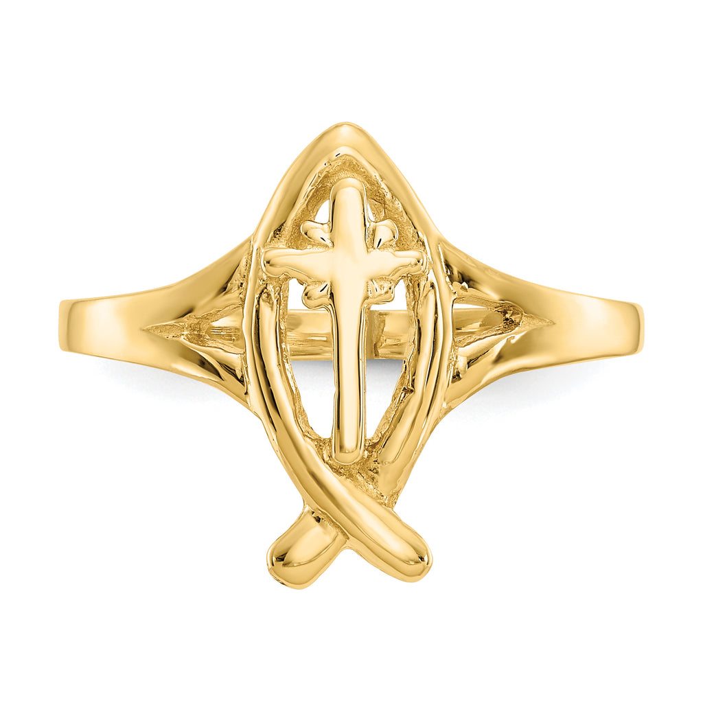 10k Ichthus w/Cross Ring