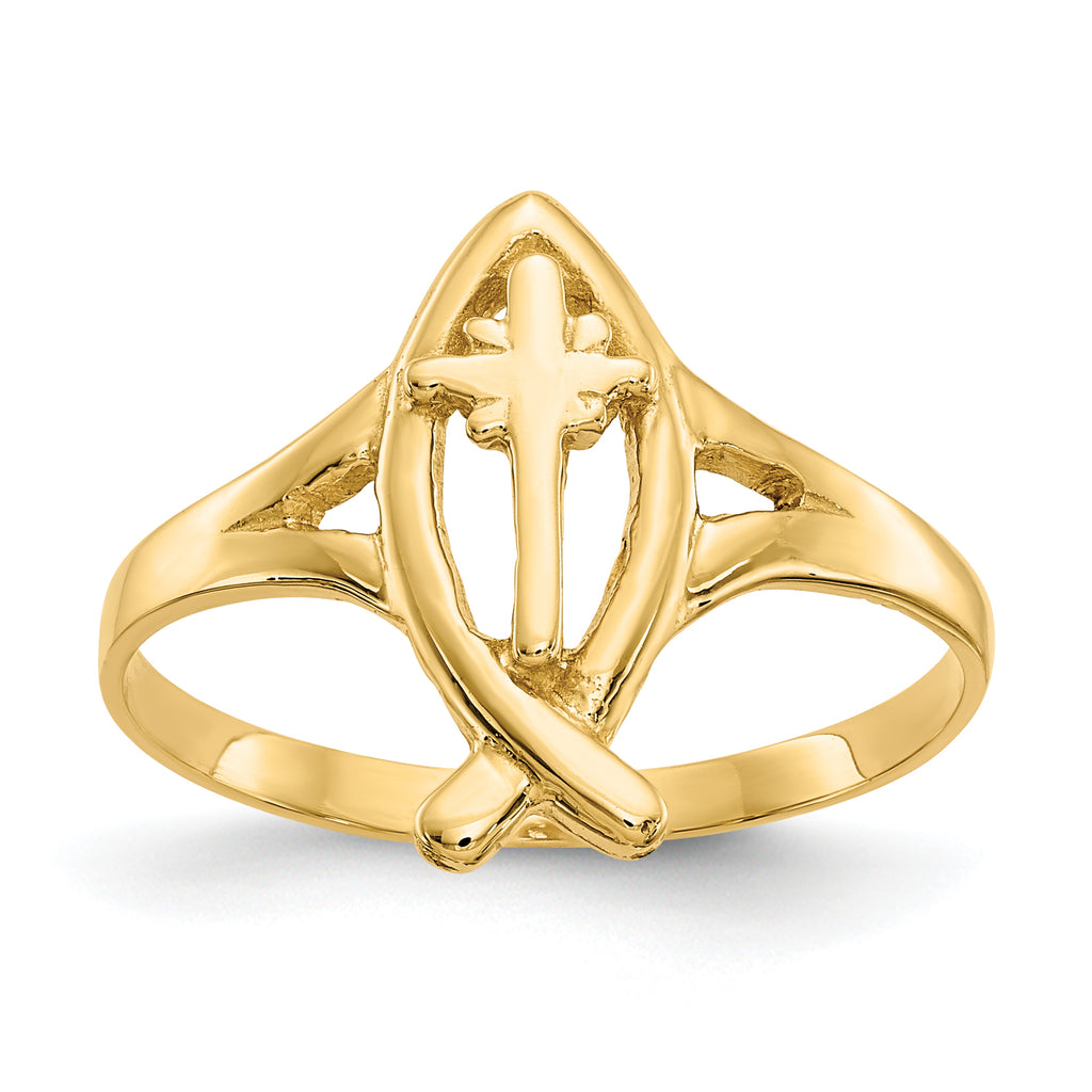 10k Ichthus w/Cross Ring