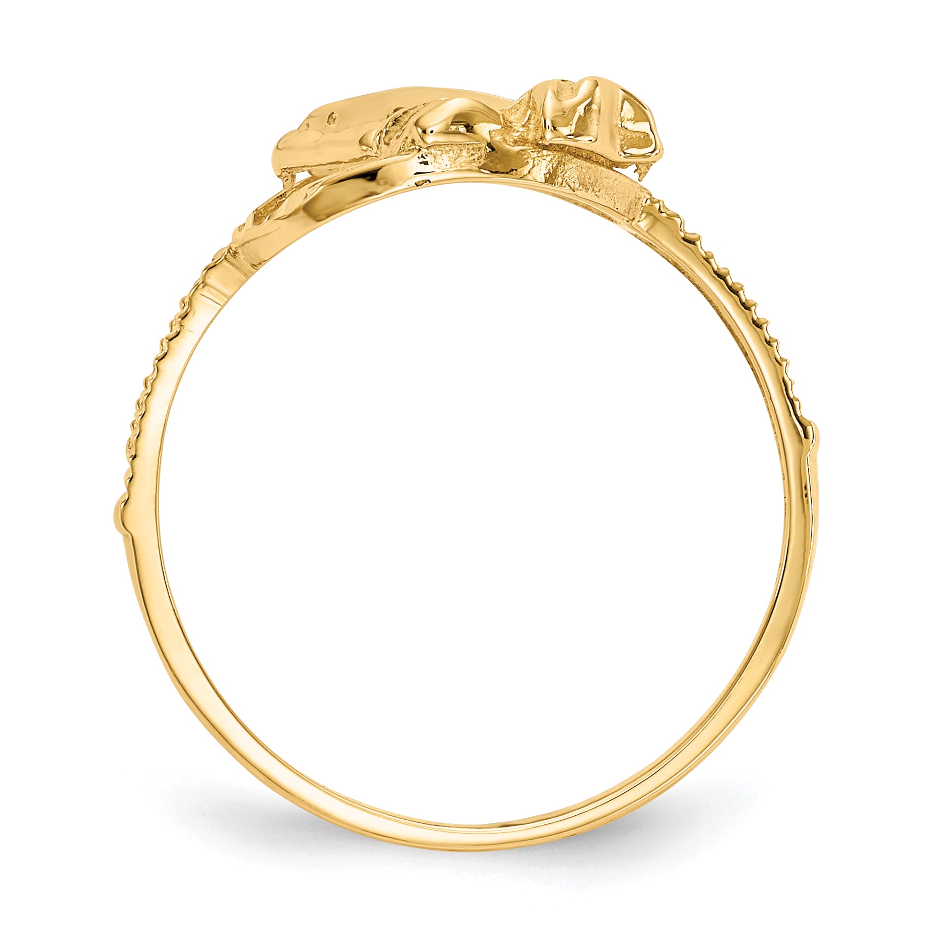 10K Two-tone Diamond Cut Praying Hands Cross Ring Secondary image
