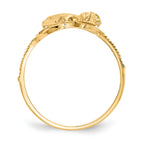 10K Two-tone Diamond Cut Praying Hands Cross Ring