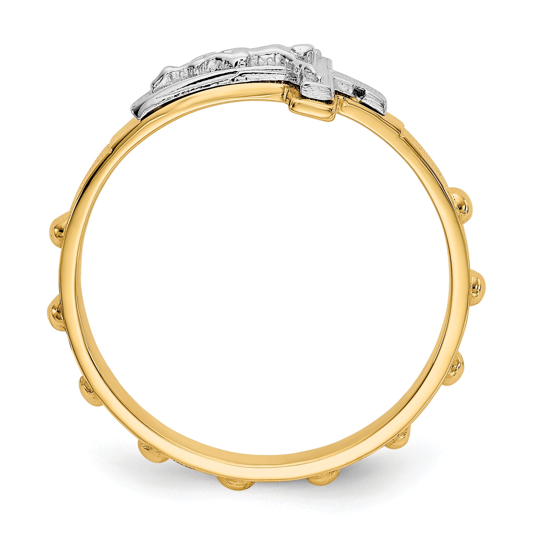 10K Two-tone Crucifix Rosary Ring Secondary image