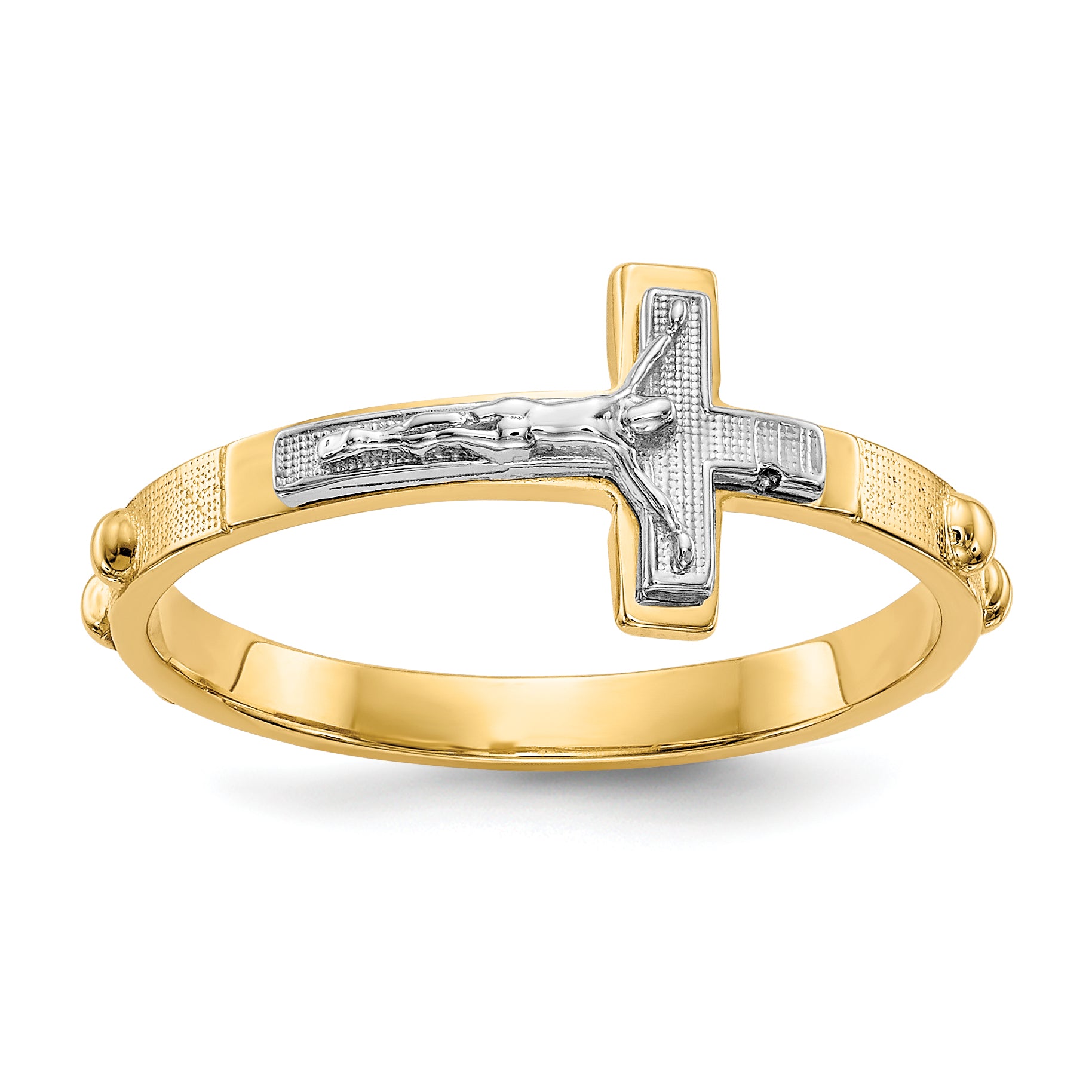 10K Two-tone Crucifix Rosary Ring Main image