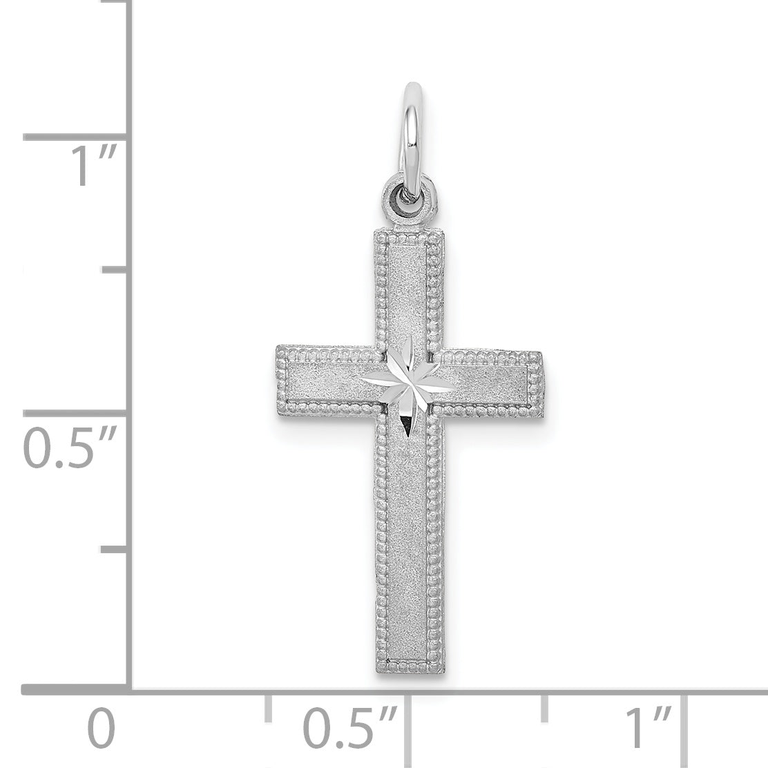 10k White Gold Diamond-cut Cross Pendant Secondary image