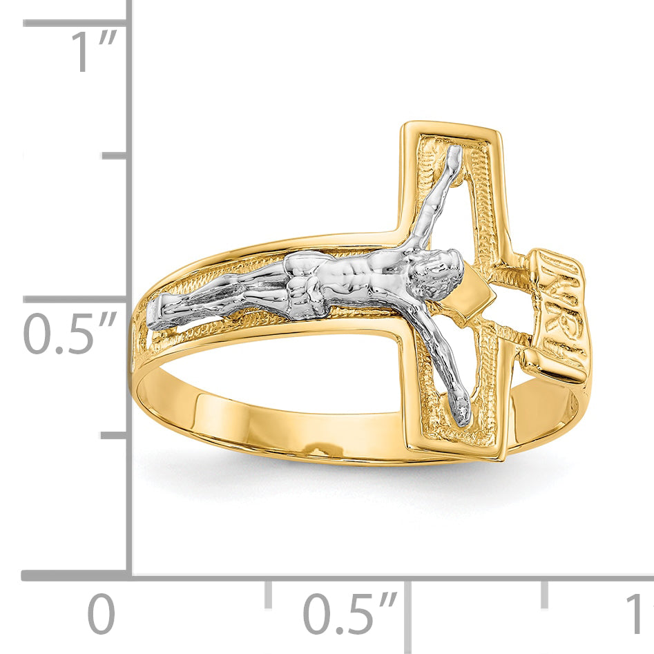 10K Two-tone Crucifix Men's Ring