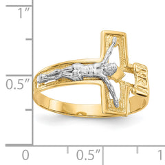 10K Two-tone Crucifix Men's Ring