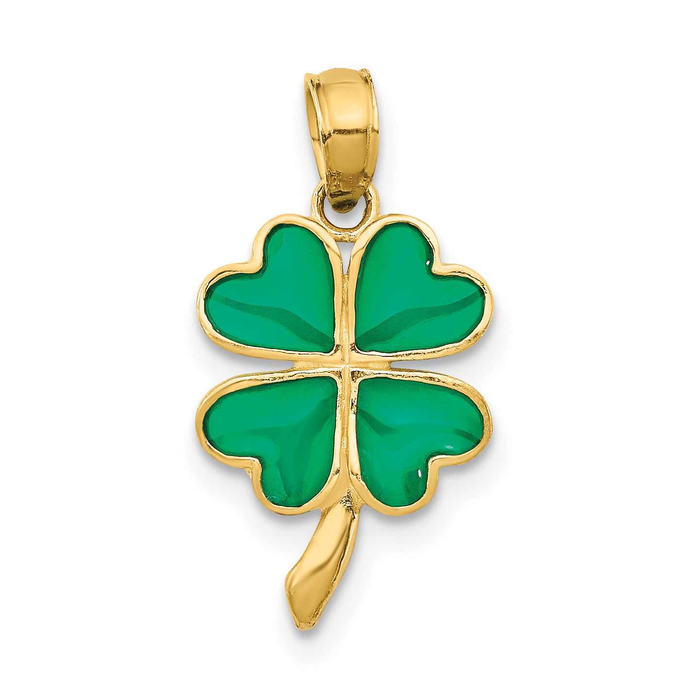10K 4-Leaf Clover Enameled Pendant Main image
