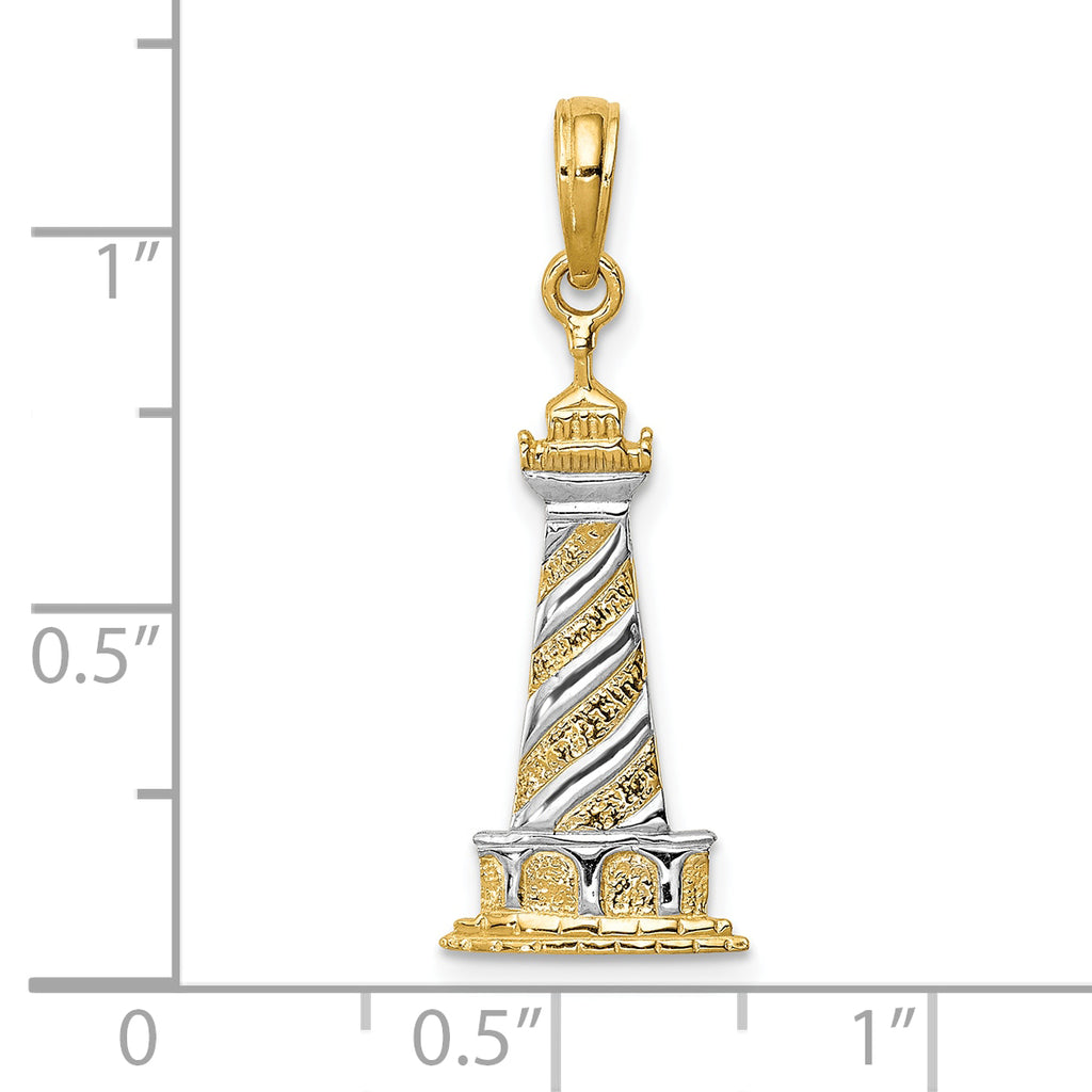 10K and Rhodium Cape Hatteras Lighthouse Pendant