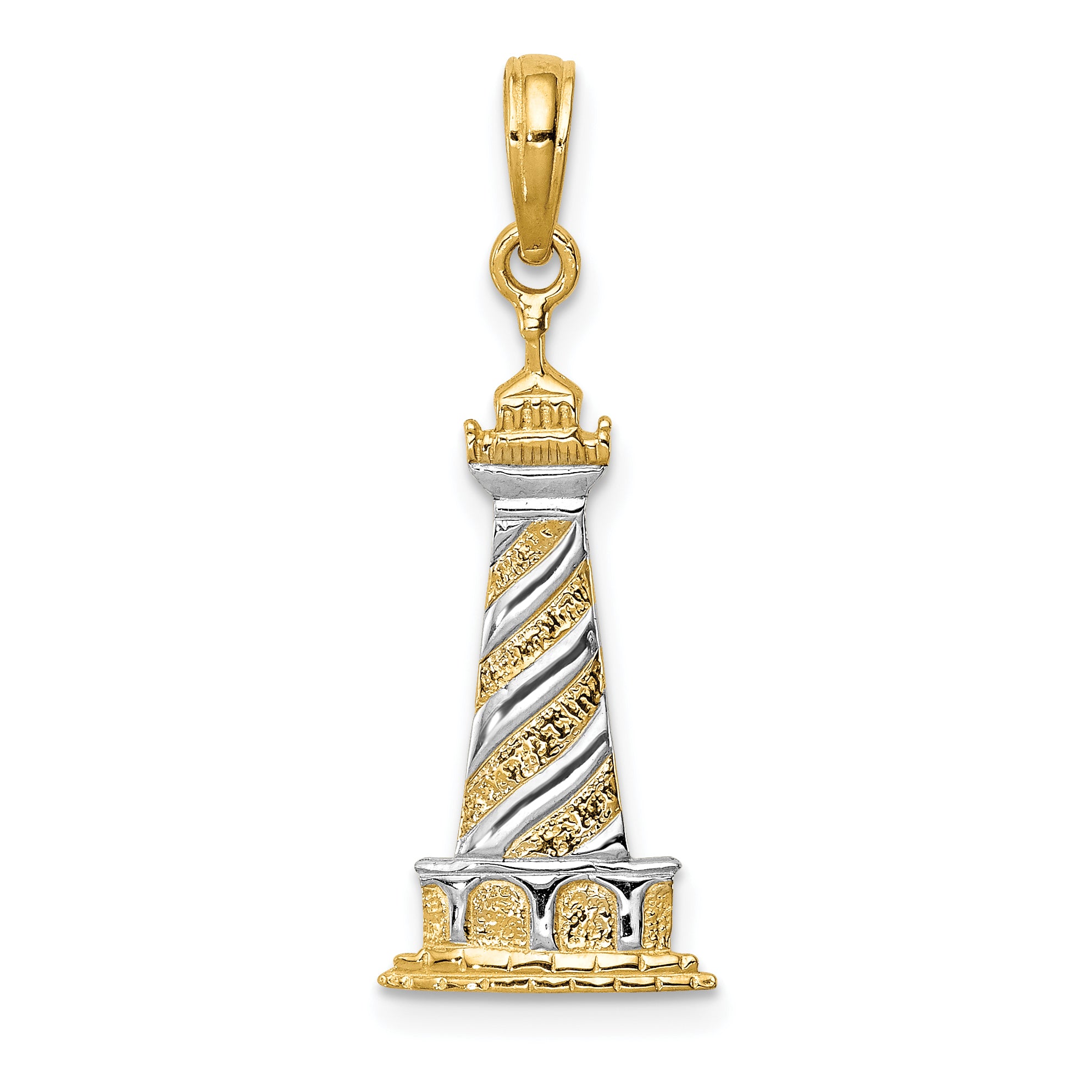 10K and Rhodium Cape Hatteras Lighthouse Pendant Main image