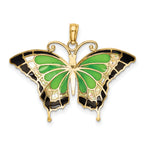 10K Green Enameled Butterly Pendant
