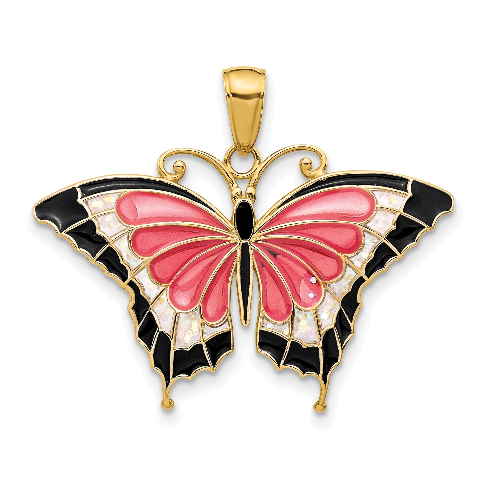 10K Enameled Butterfly Pendant Main image
