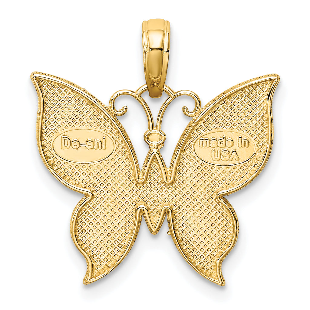 10K None and White Rhodium Butterfly Charm - view 4