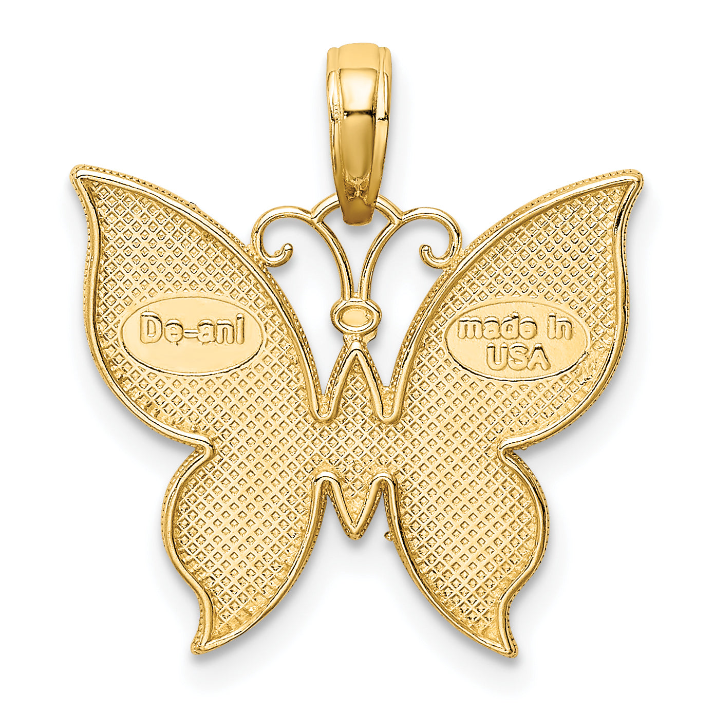 10K None and White Rhodium Butterfly Charm - view 4