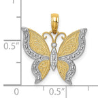 10K None and White Rhodium Butterfly Charm - view 3