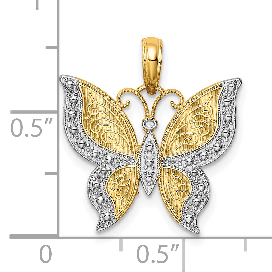 10K None and White Rhodium Butterfly Charm - view 3