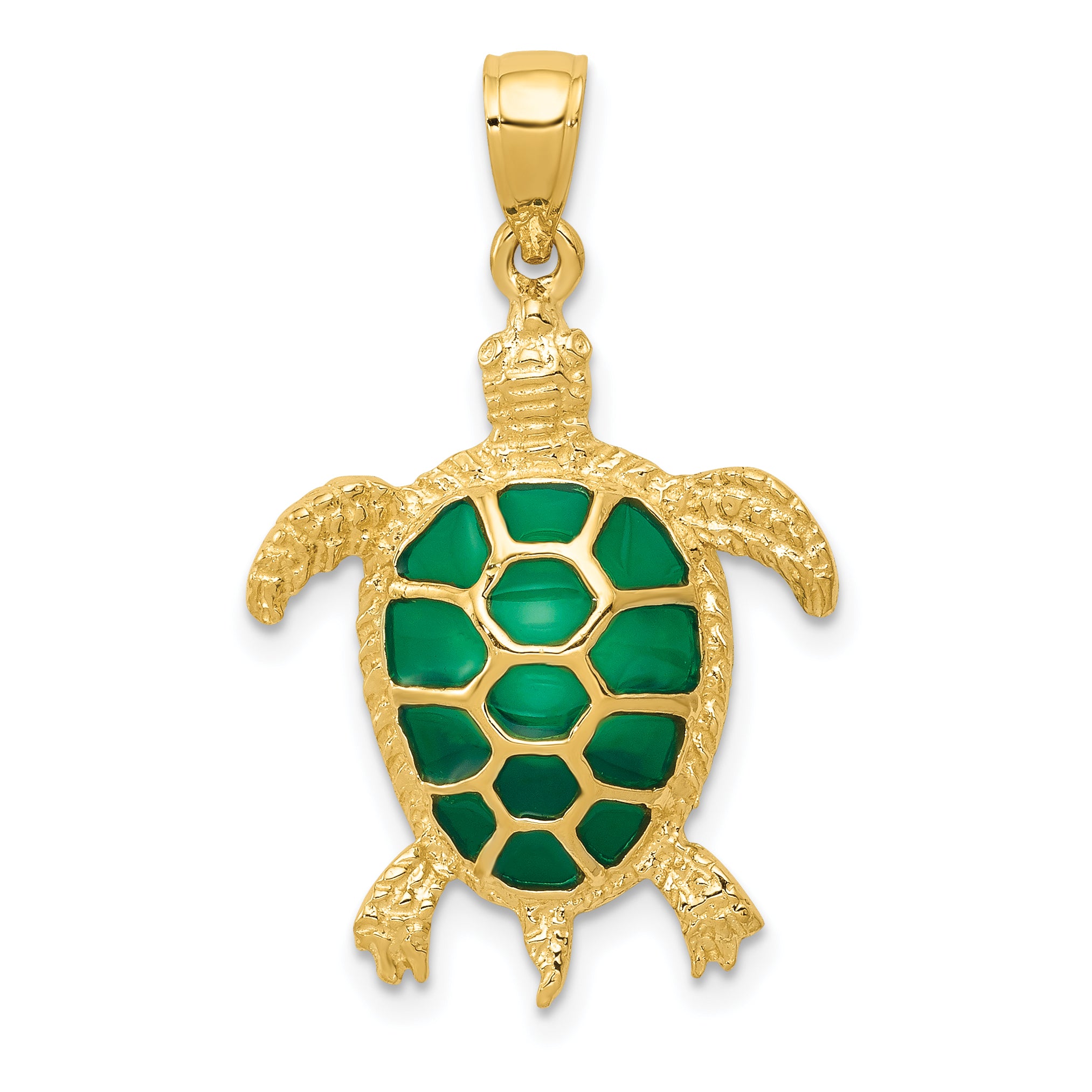10K Green Enameled Sea Turtle Pendant Main image