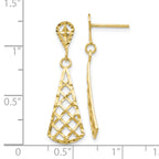 10K Diamond-cut Inverted Fan Dangle Post Earring