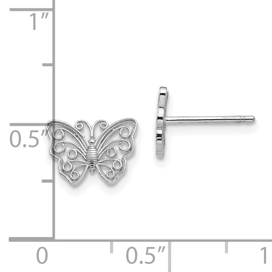 10K White Gold Butterfly Post Earrings Secondary image