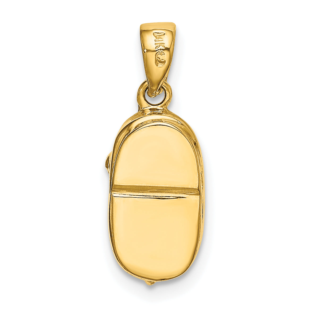 10K 3-D August/Synthetic Stone Engraveable Baby Shoe Charm