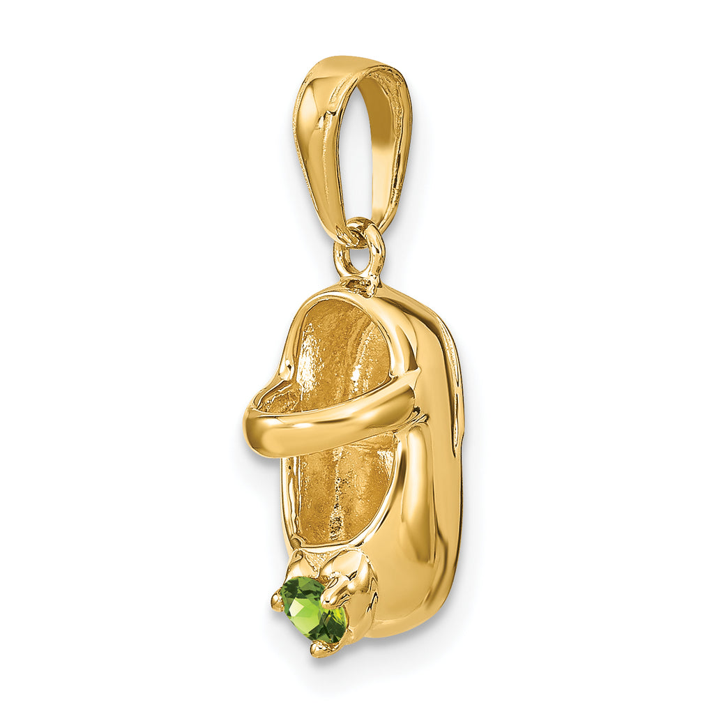 10K 3-D August/Synthetic Stone Engraveable Baby Shoe Charm