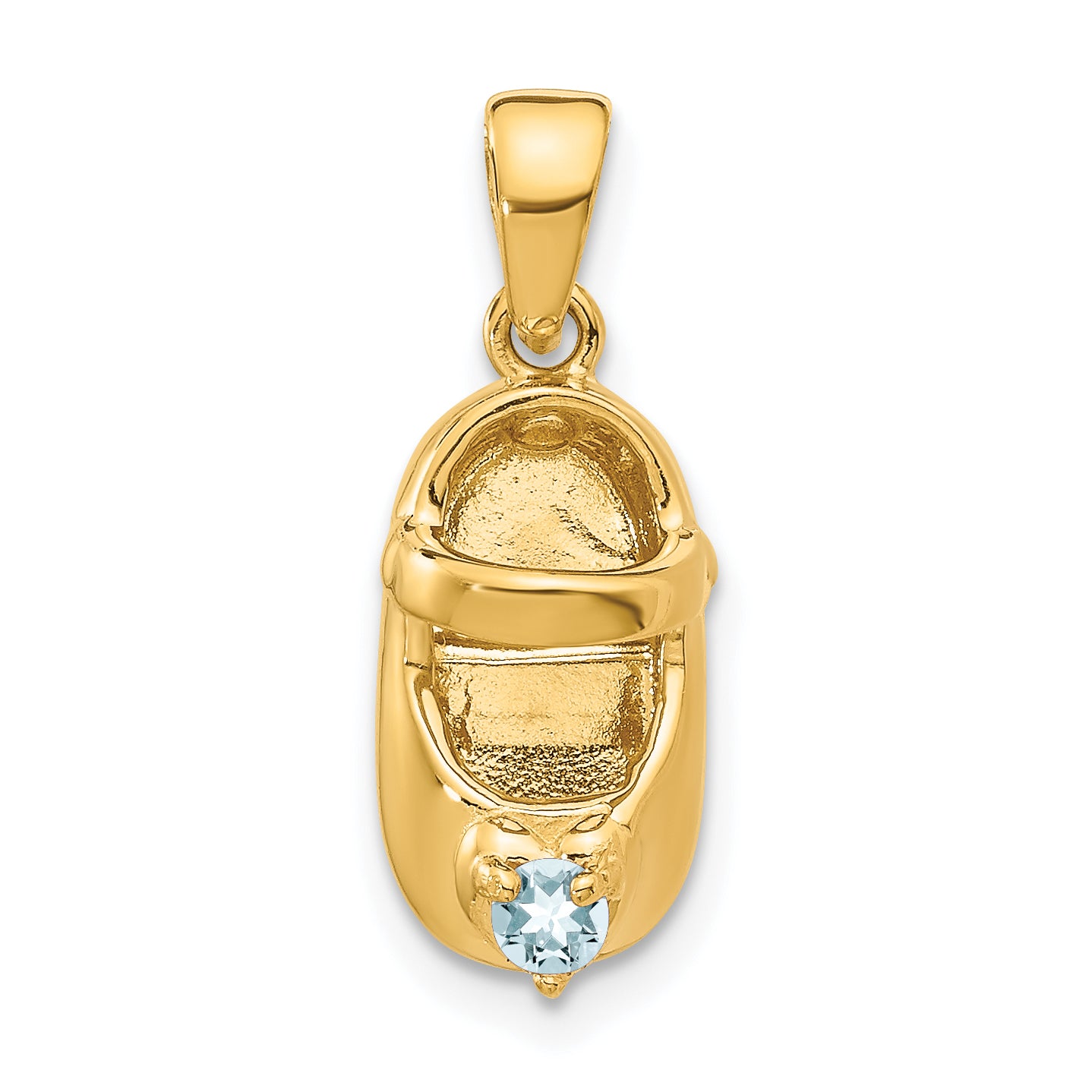 10K 3-D March/Synthetic Stone Engraveable Baby Shoe Charm Main image