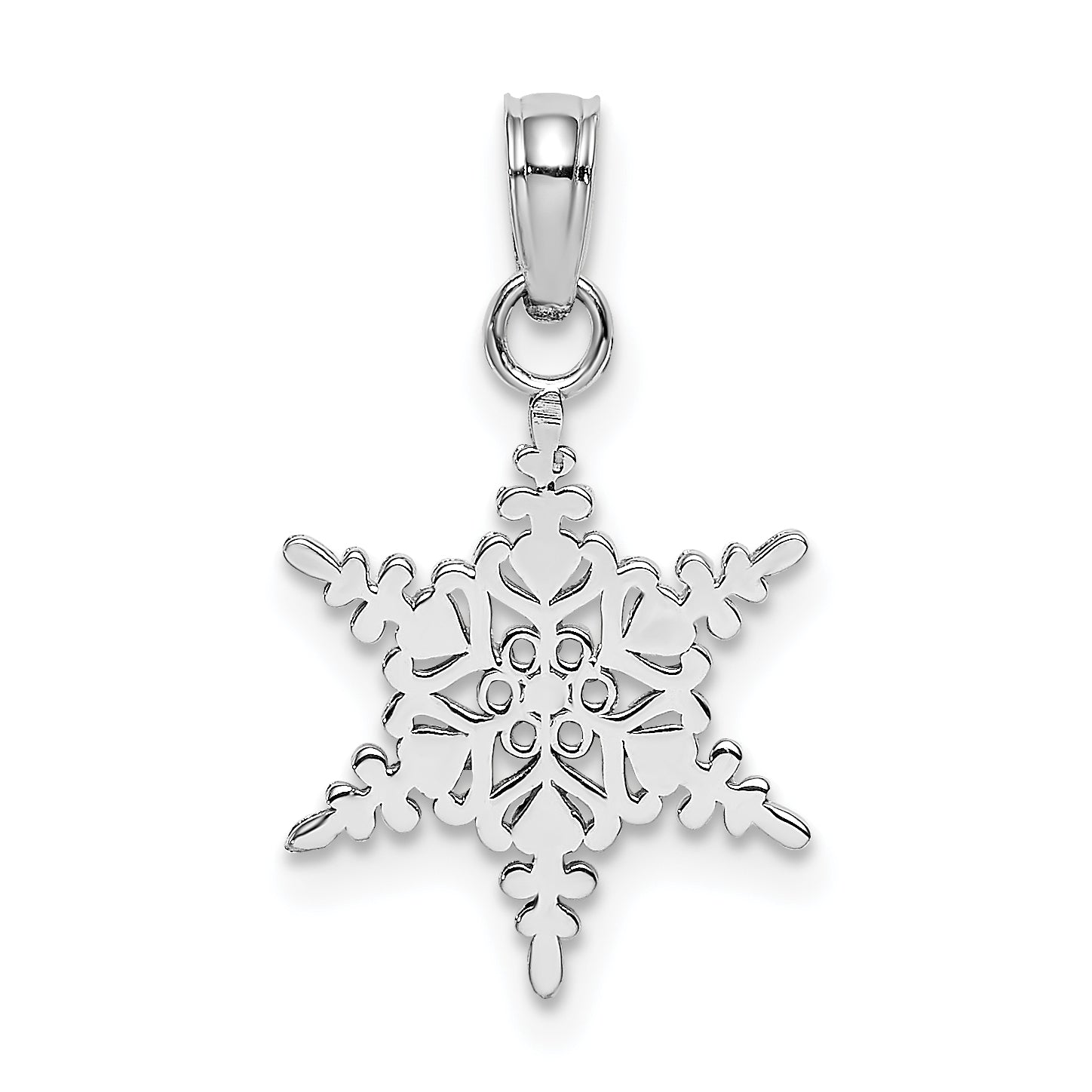 10k White Gold Small Snowflake Pendant Main image