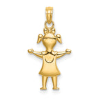 10k Solid Polished Girl with Pig-Tails Charm