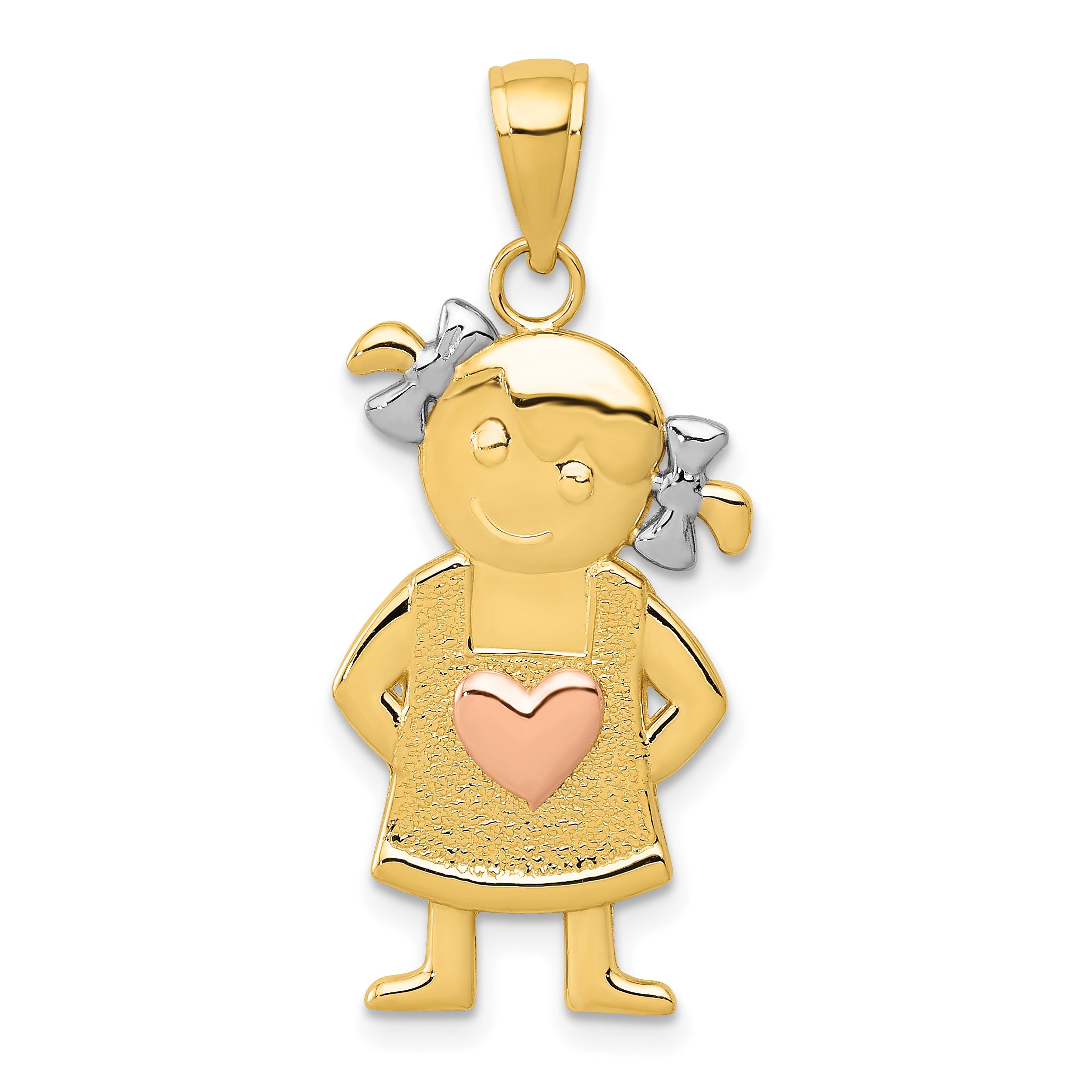 10k Yellow & Rose Gold w/Rhodium Girl Pendant Main image