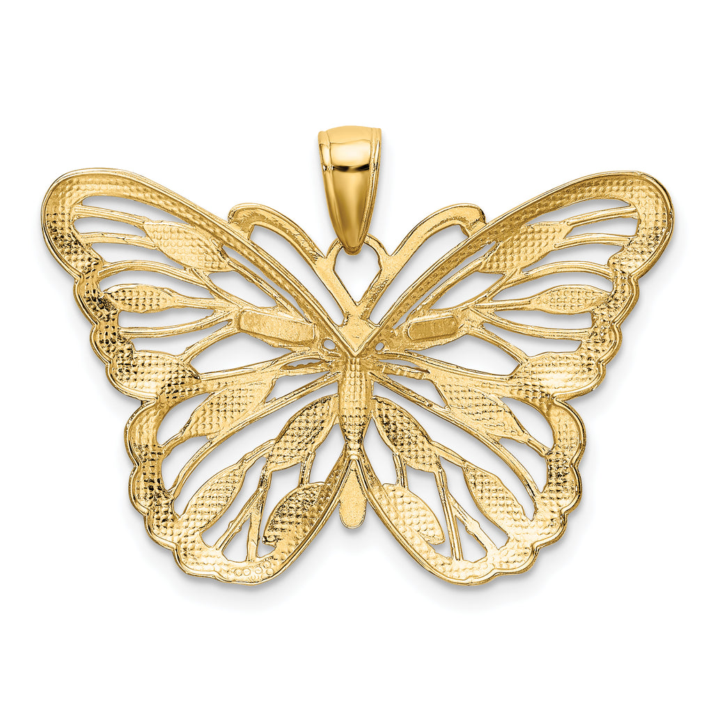 10K W/Rhodium Butterfly Pendant