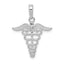 10k White Gold Caduceus Pendant