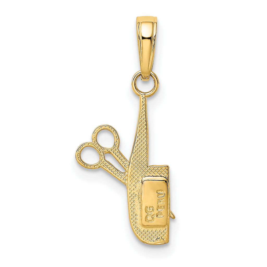 10K Comb and Scissors Charm