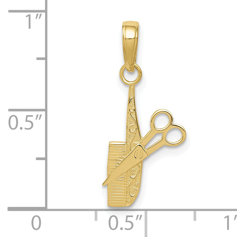 10K Comb and Scissors Charm