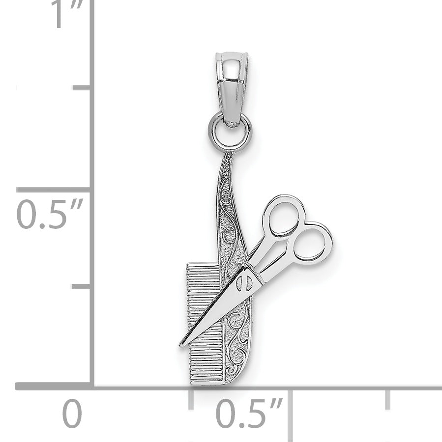 10k White Gold Comb and Scissors Charm Secondary image