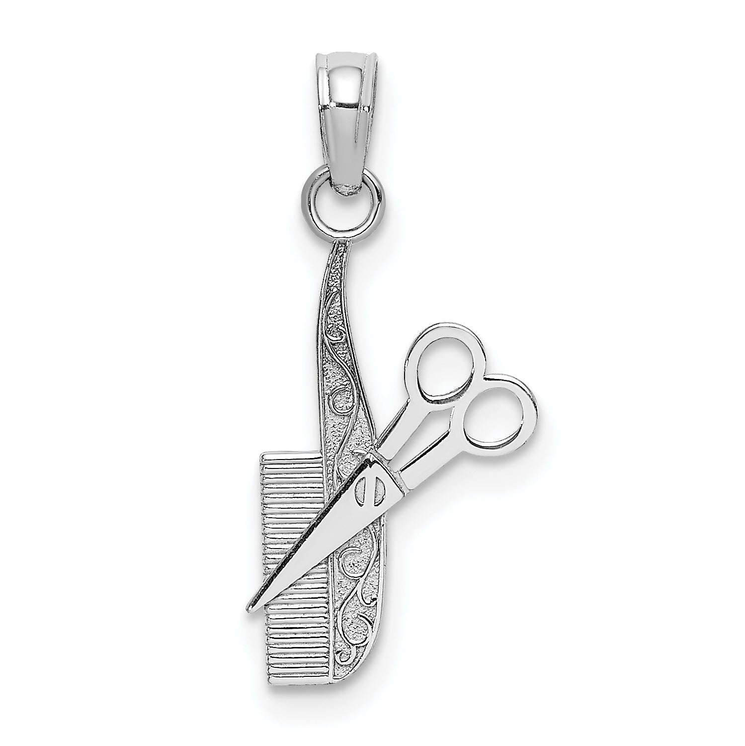 10k White Gold Comb and Scissors Charm Main image