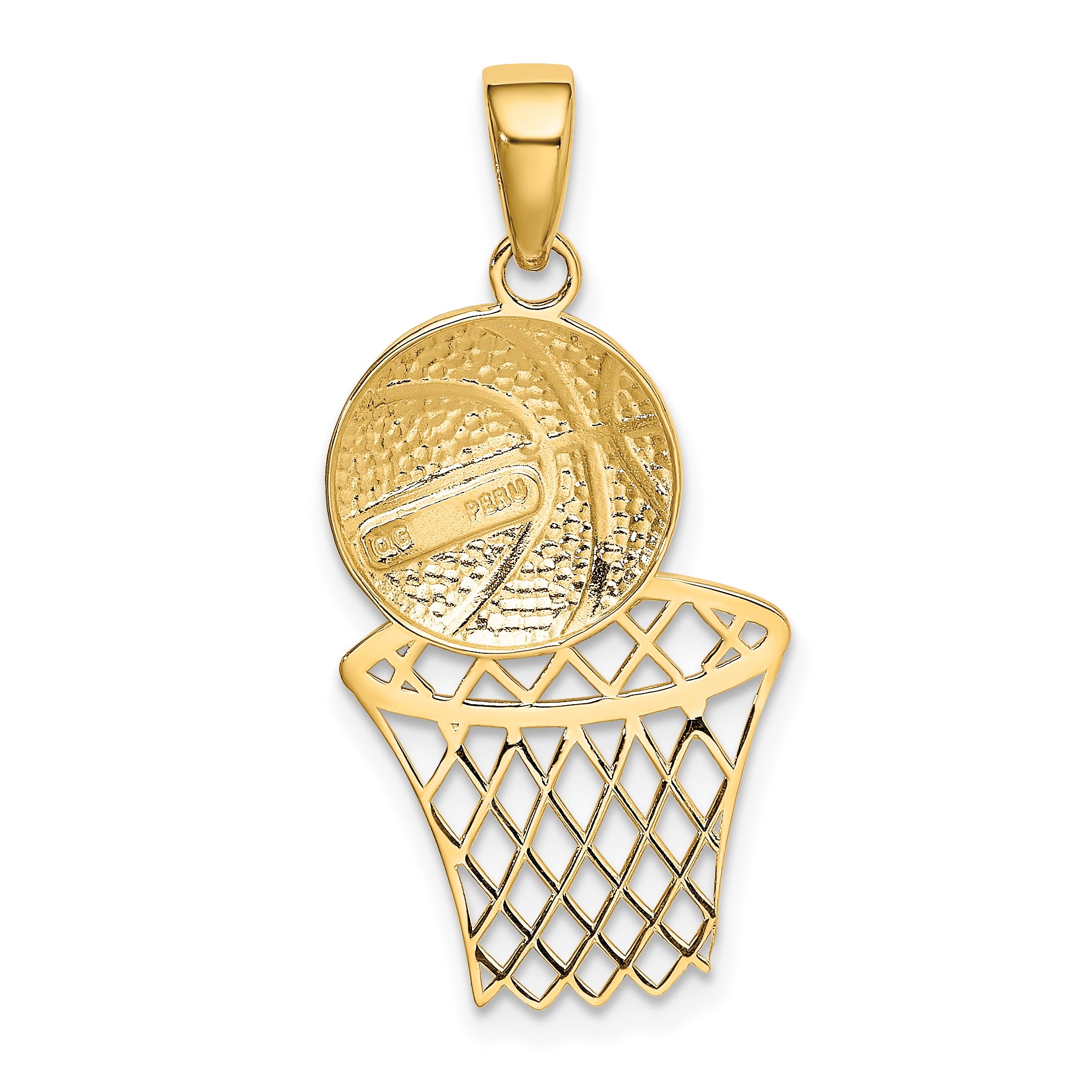 10K None Basketball and Net Pendant - view 3
