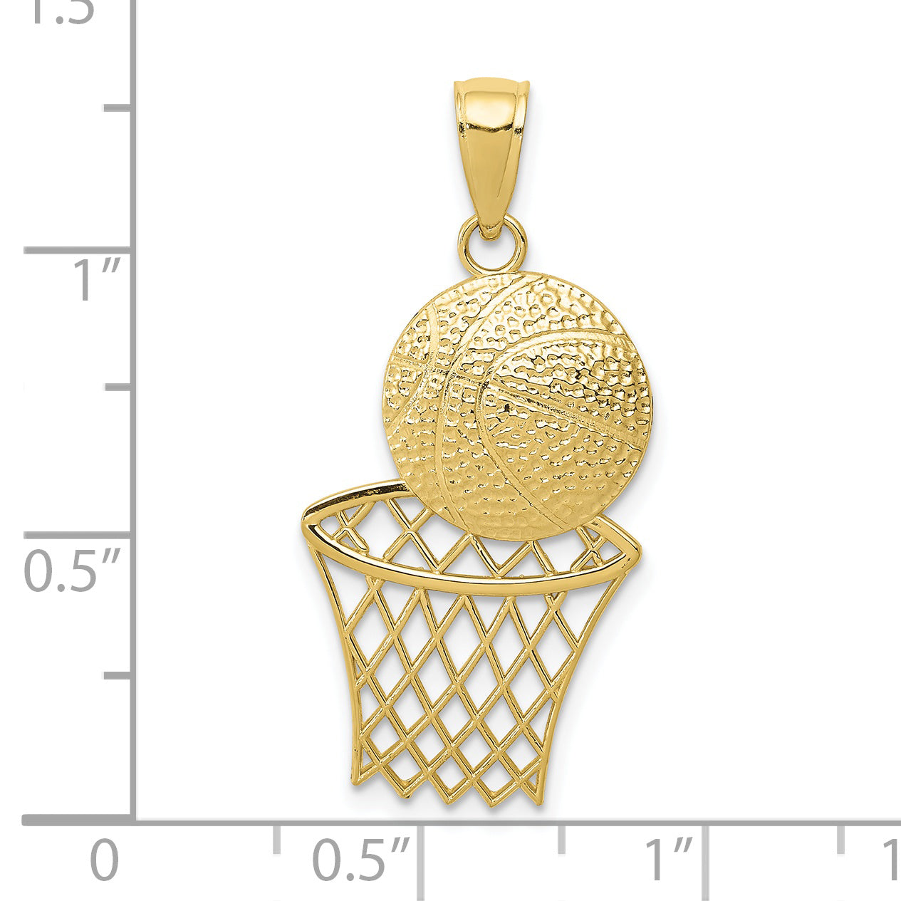 10K None Basketball and Net Pendant - view 4