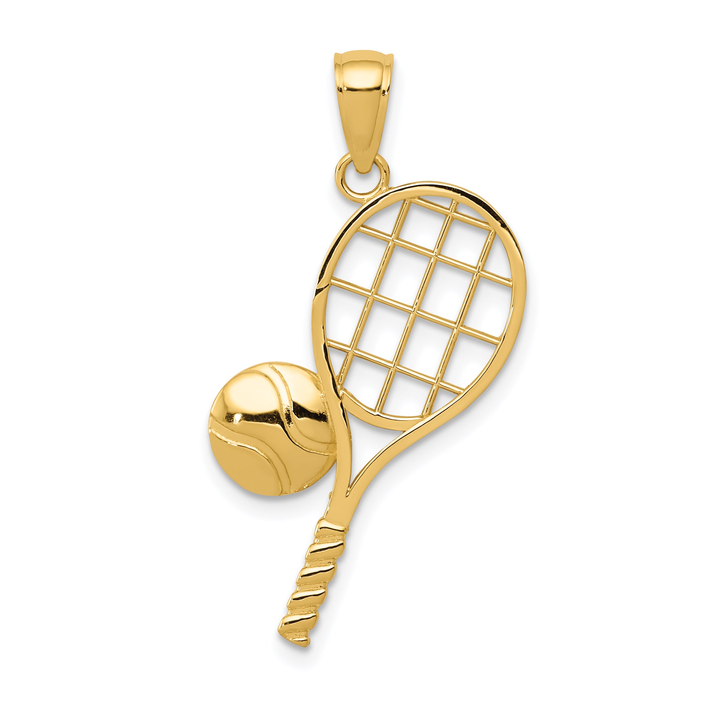 10k Diamond-Cut Tennis Racquet Charm Main image
