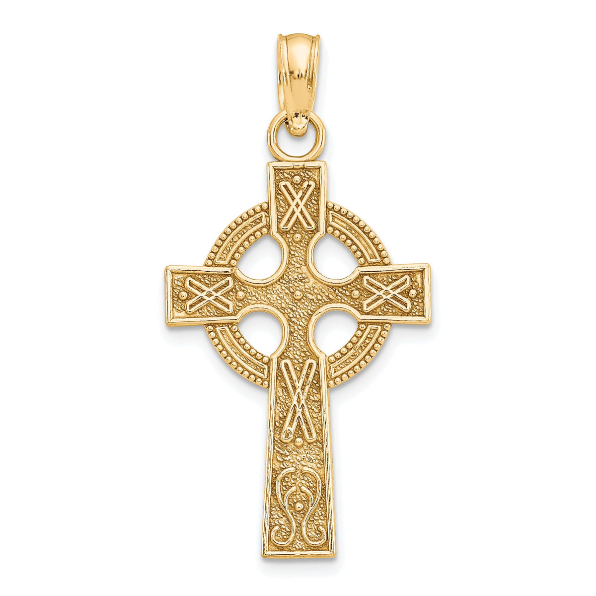 Celtic Cross Pendant in 10K Yellow Gold with Eternity Circle, 28mm - Sophia Jewelers Main image