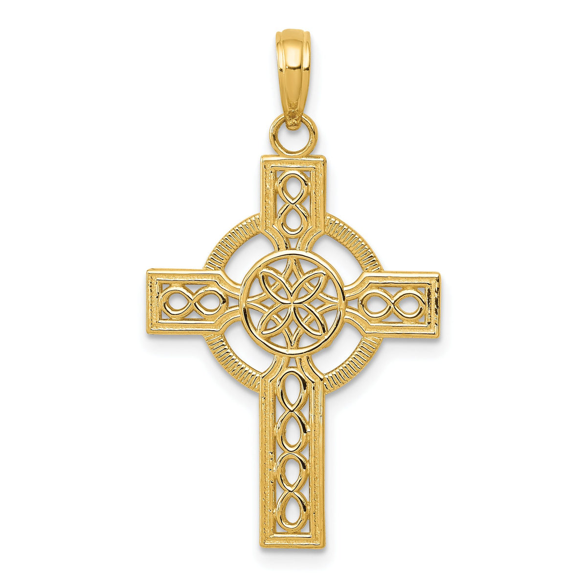 Celtic Cross Pendant in 10K Yellow Gold, 33mm Diamond-Cut - Sophia Jewelers Main image