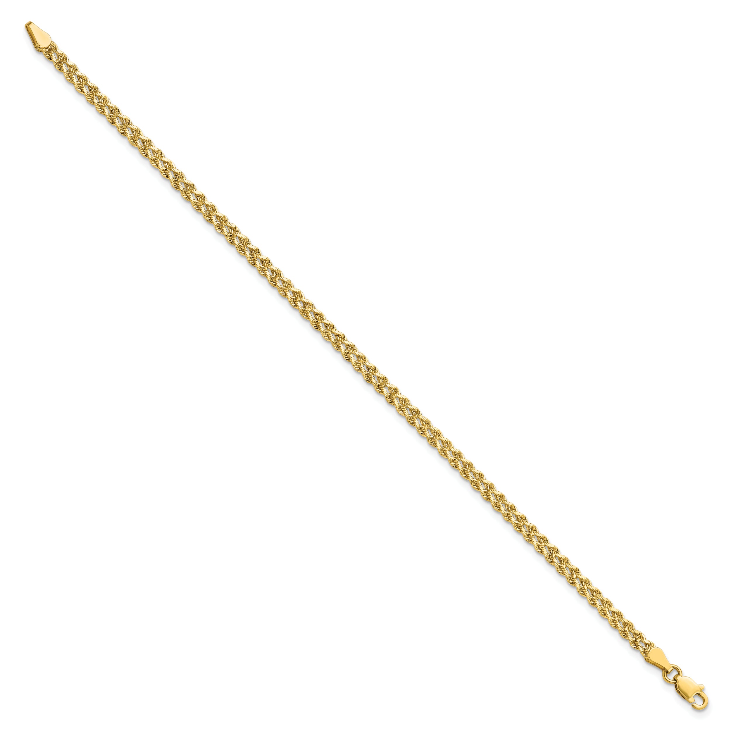 10K 3.0mm Wide Diamond-Cut Double Rope Bracelet