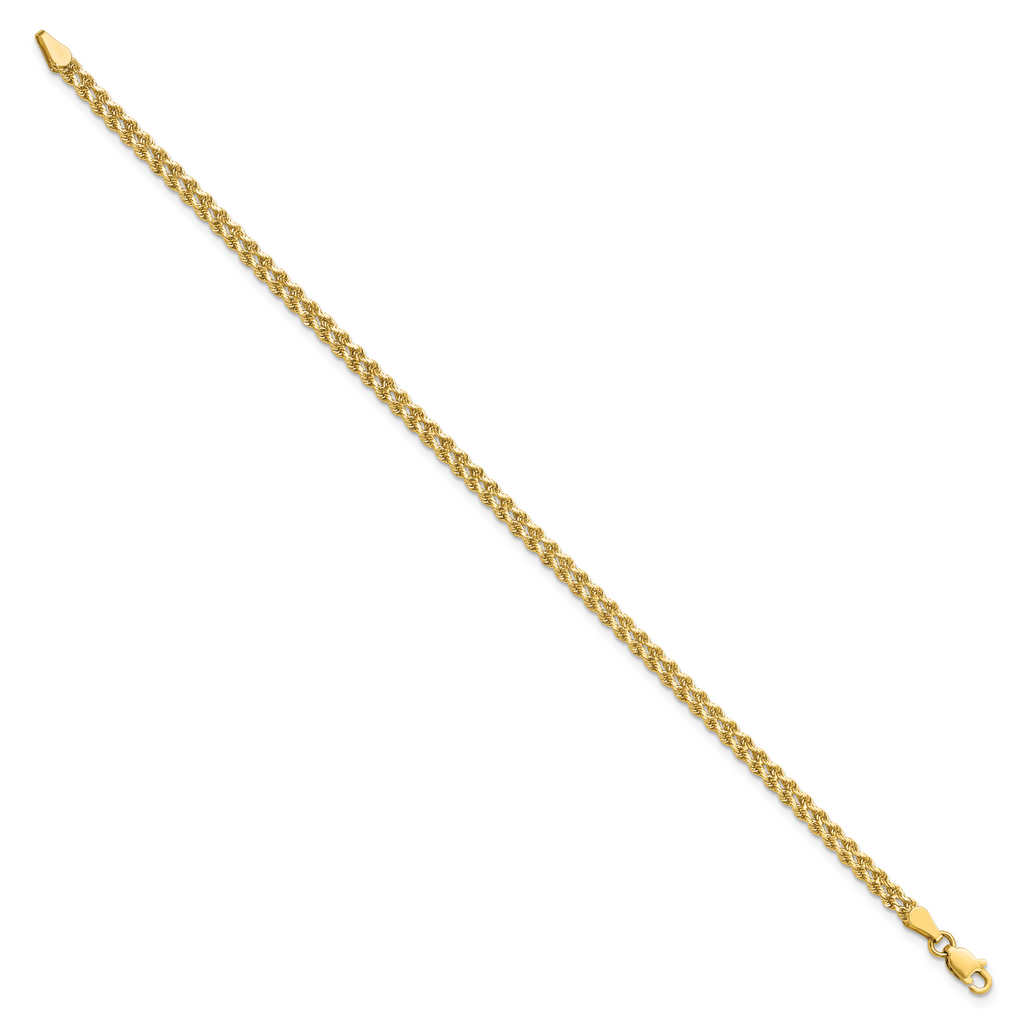 10K 3.0mm Wide Diamond-Cut Double Rope Bracelet