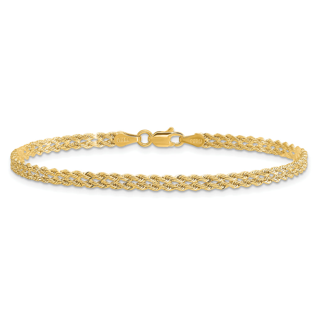 10K 3.0mm Wide Diamond-Cut Double Rope Bracelet