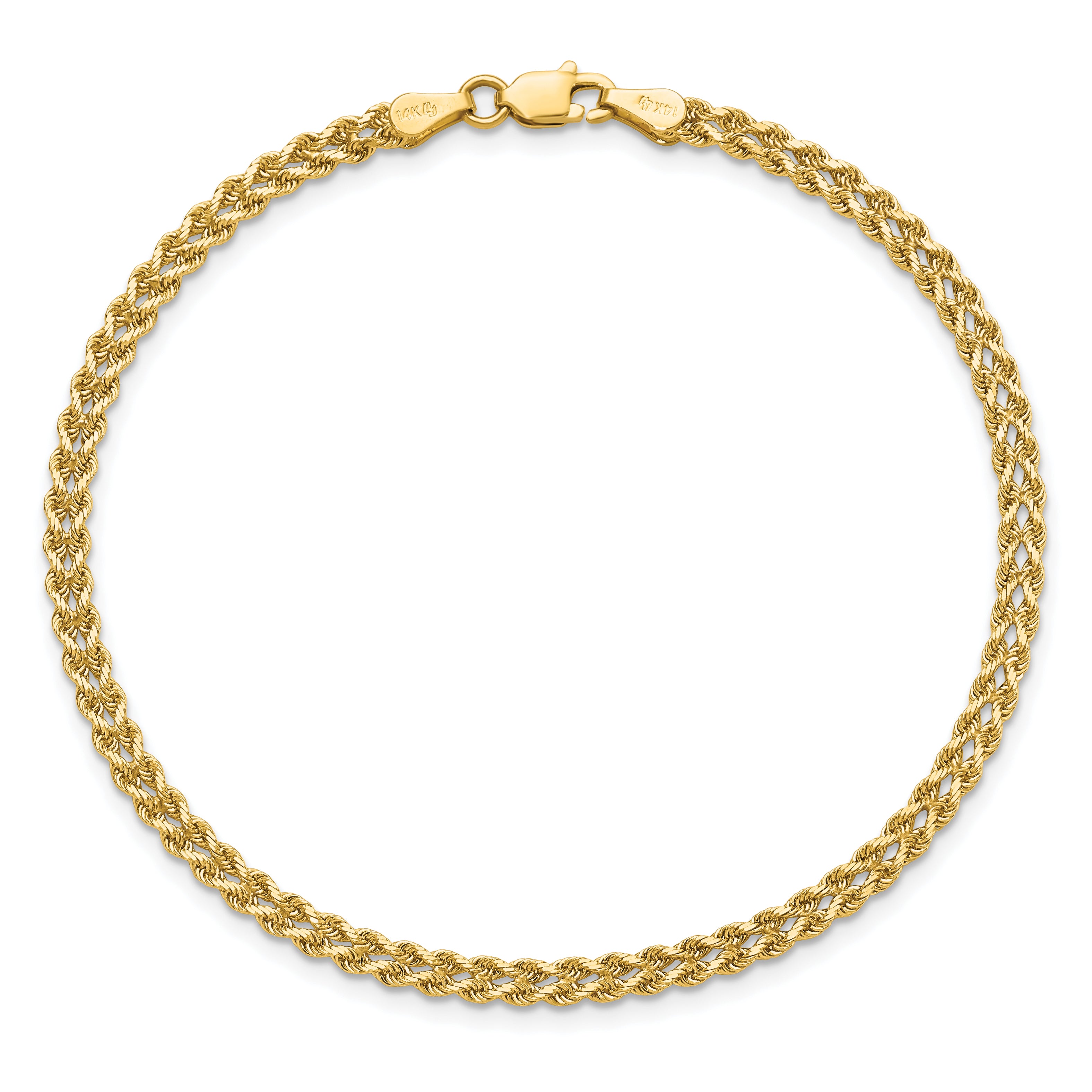 10K 3.0mm Wide Diamond-Cut Double Rope Bracelet